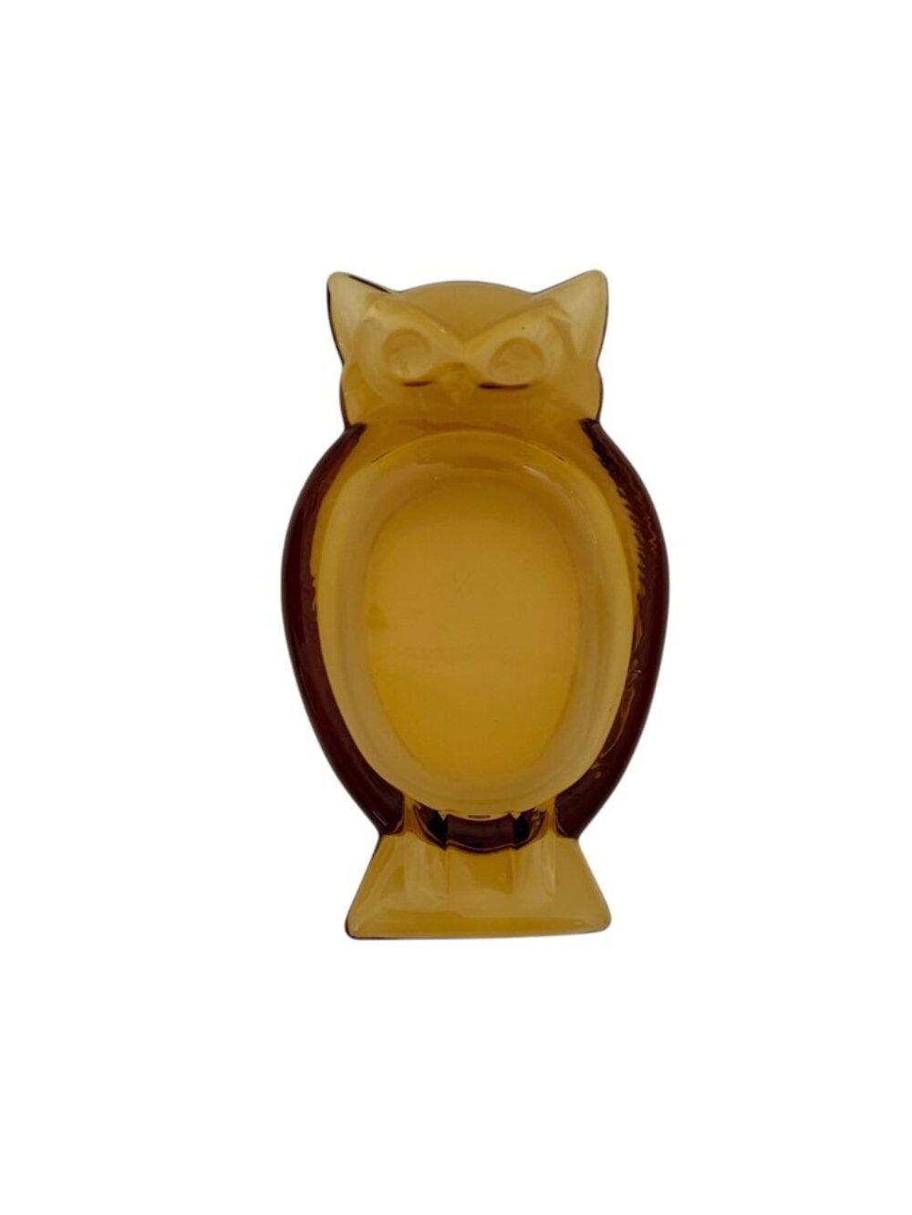 Vintage Viking Amber Glass Owl Shaped Retro MCM Trinket Ashtray Dish Holder